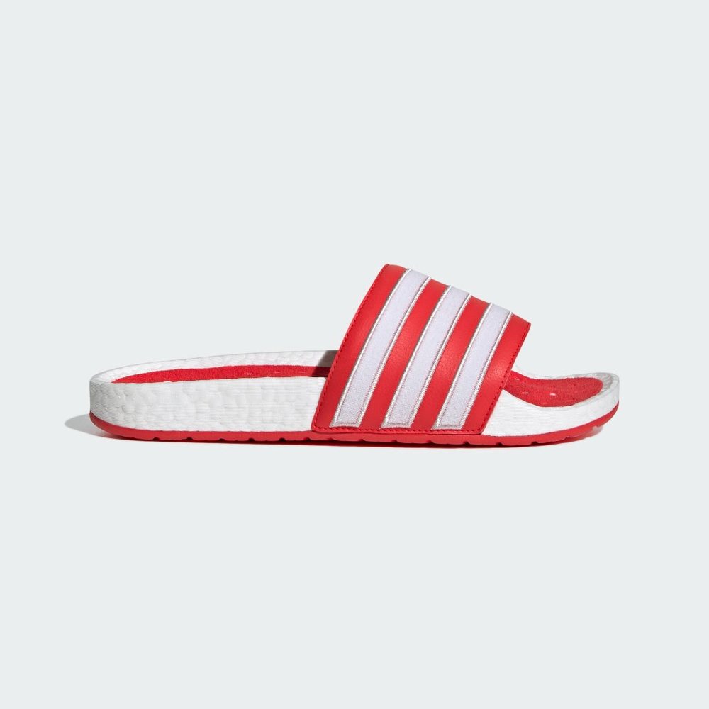 Adidas Adilette Boost Slides Men's Sandals Slippers Flip Flop Red White - Picture 6 of 6